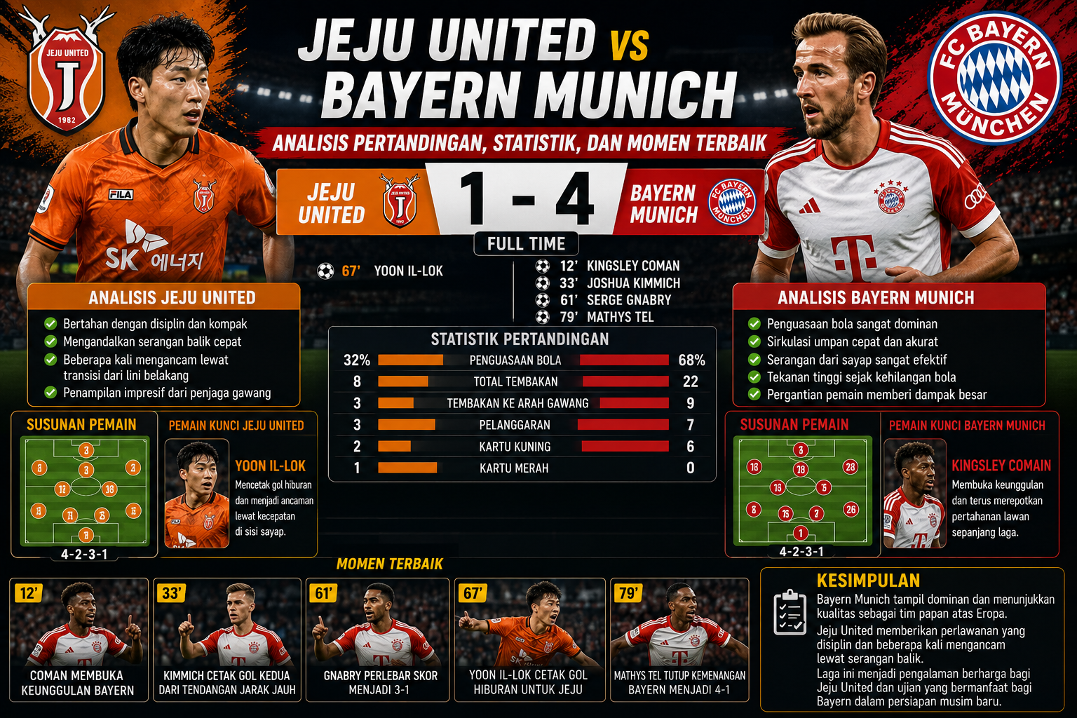Jeju United vs Bayern Munich: Analisis Pertandingan, Statistik, dan Momen Terbaik