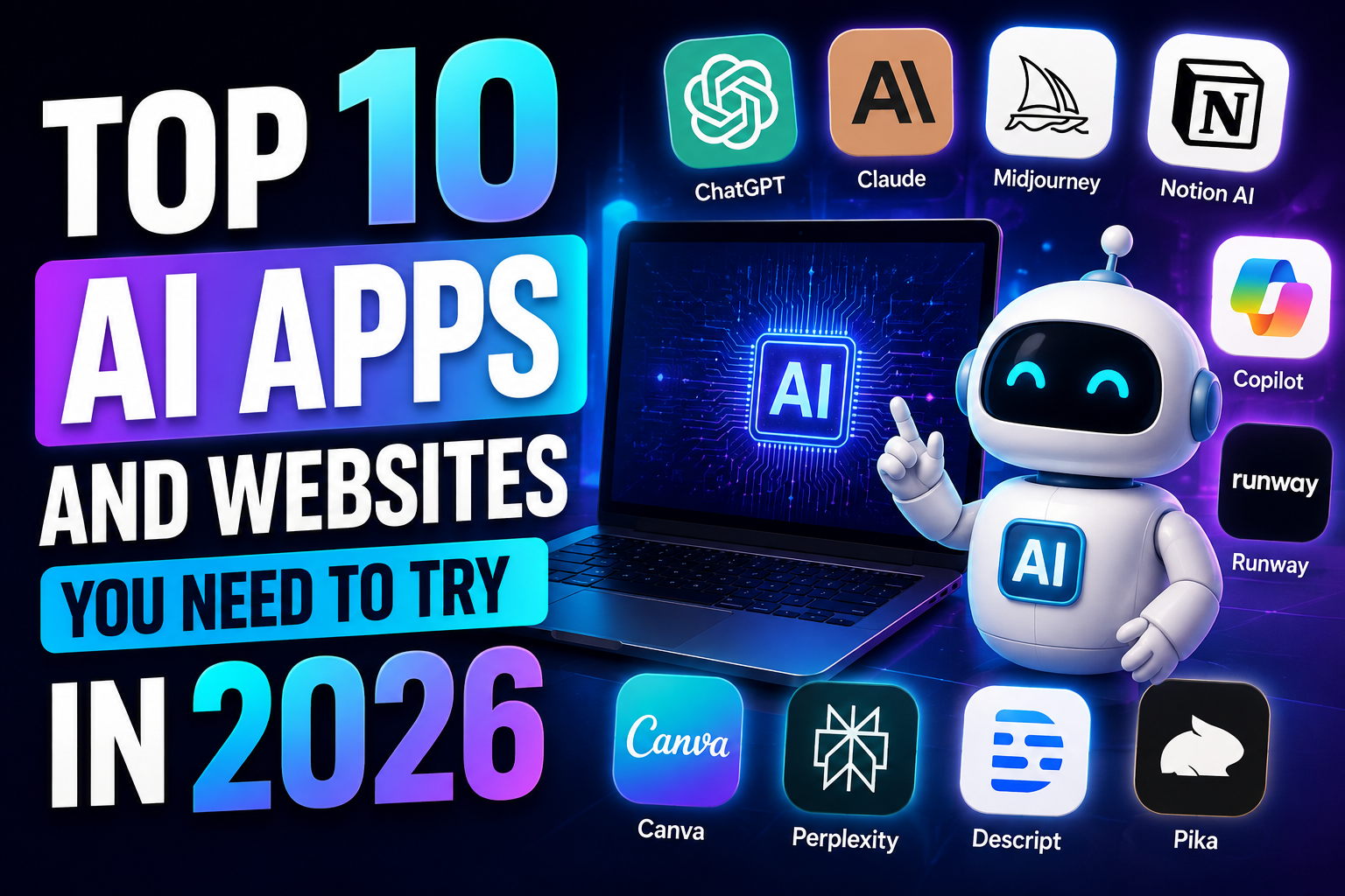 Top 10 AI Apps and Websites You Need to Try in 2026