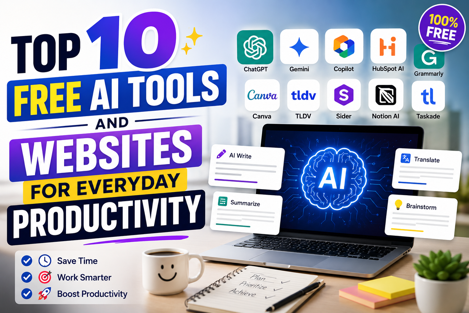Top 10 Free AI Tools and Websites for Everyday Productivity