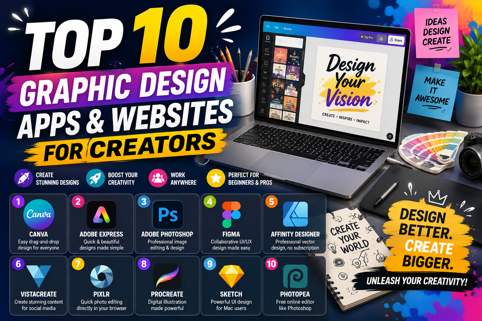 Top 10 Graphic Design Apps and Websites for Creators