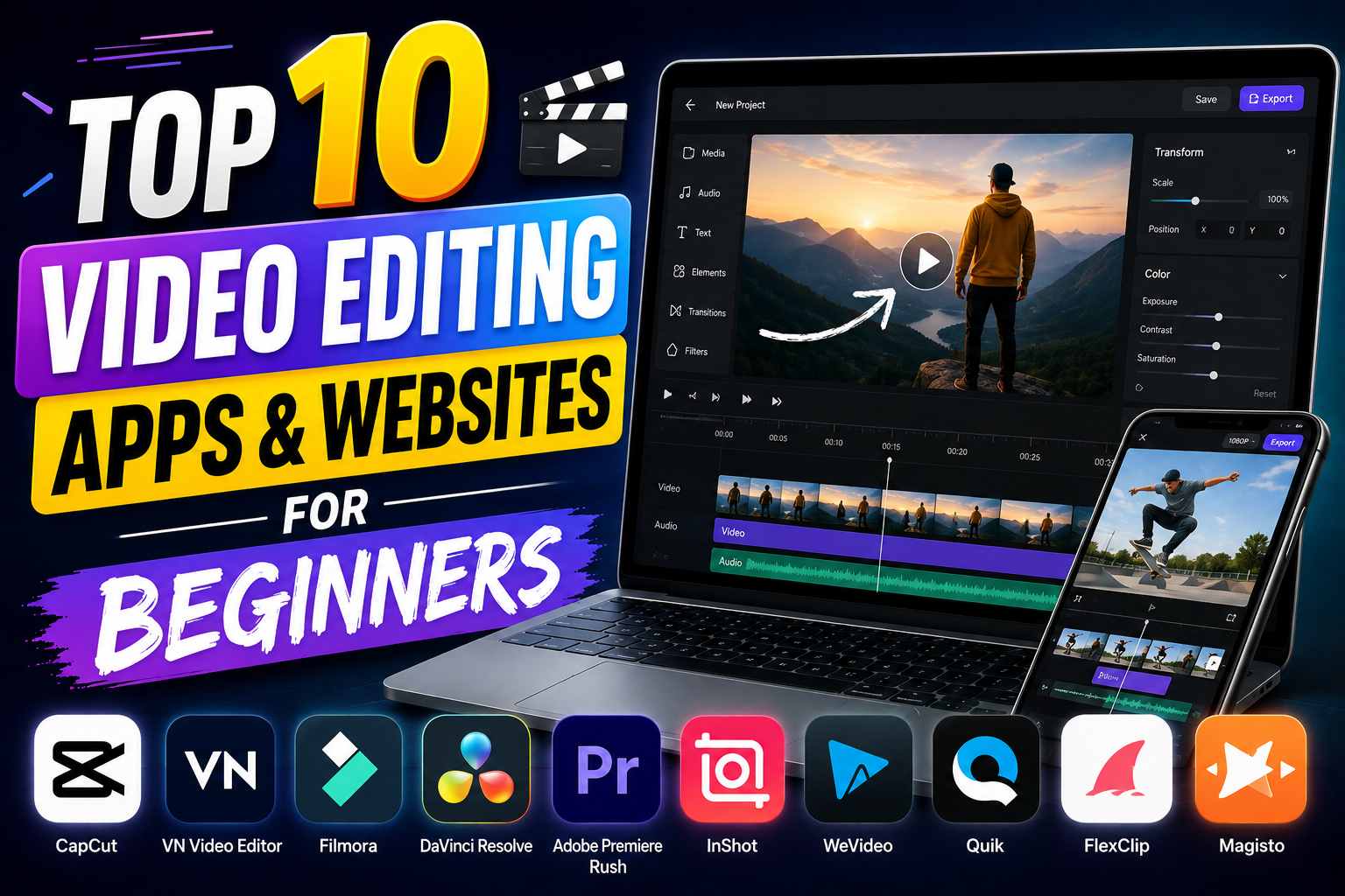 Top 10 Video Editing Apps and Websites for Beginners