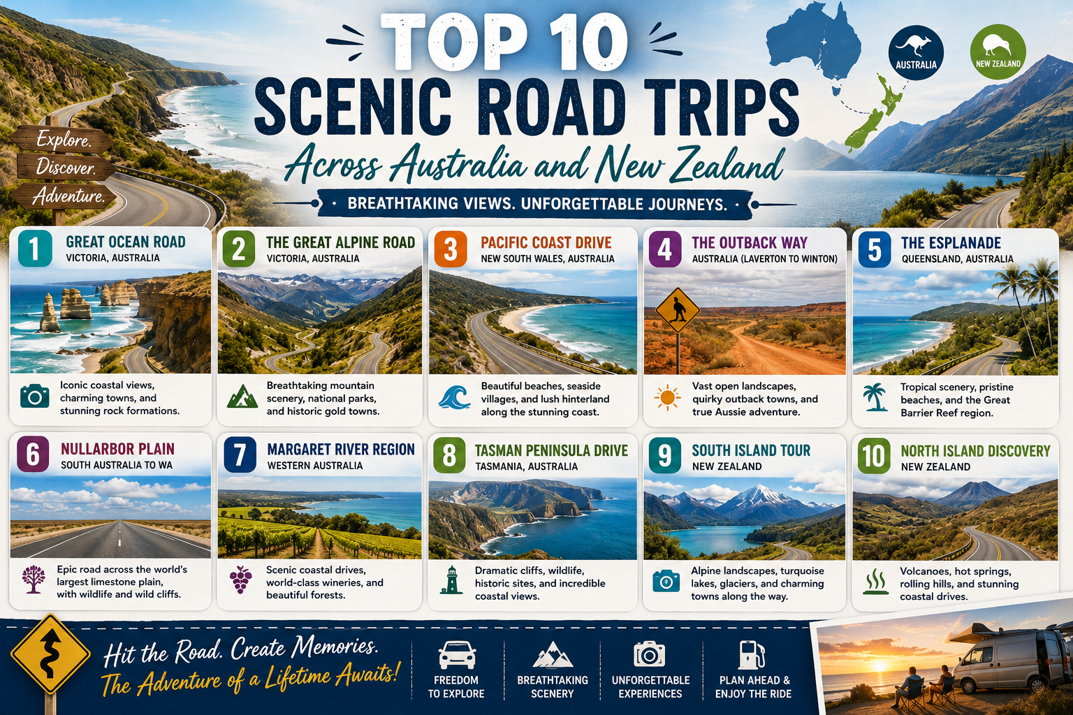 Top 10 Scenic Road Trips Across Australia and New Zealand