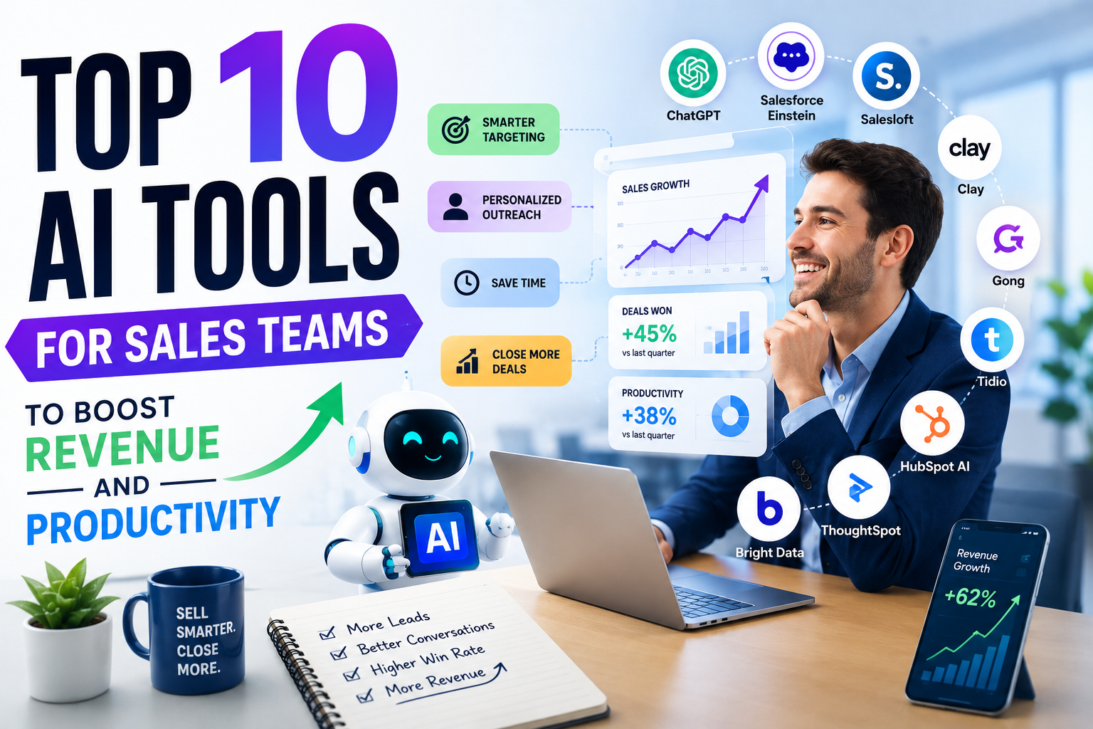 Top 10 AI Tools for Sales Teams to Boost Revenue and Productivity