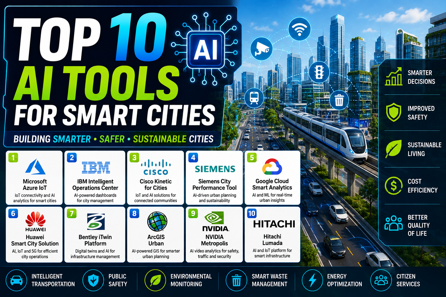 Top 10 AI Tools for Smart Cities