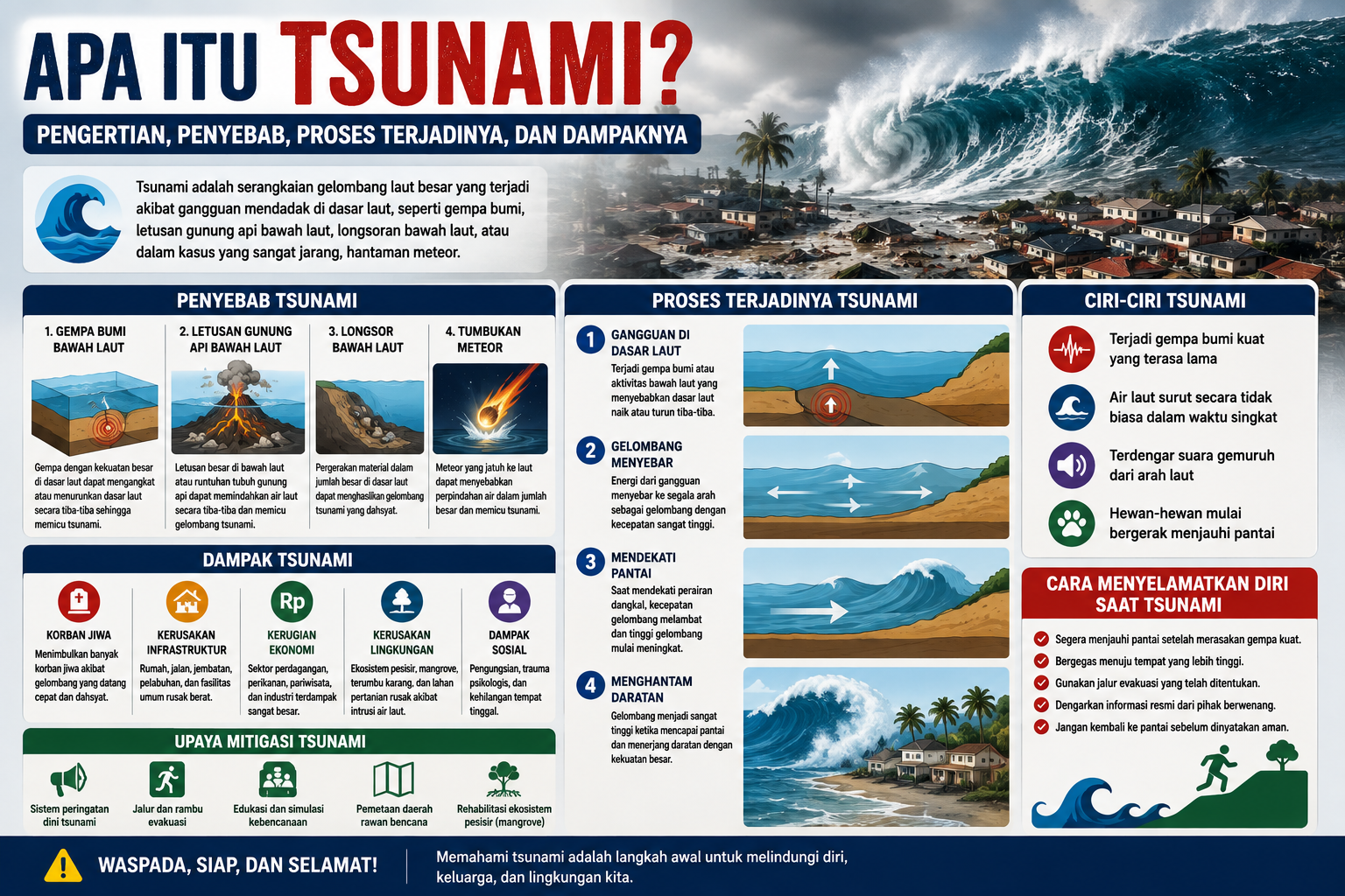 Apa Itu Tsunami? Pengertian, Penyebab, Proses Terjadinya, dan Dampaknya