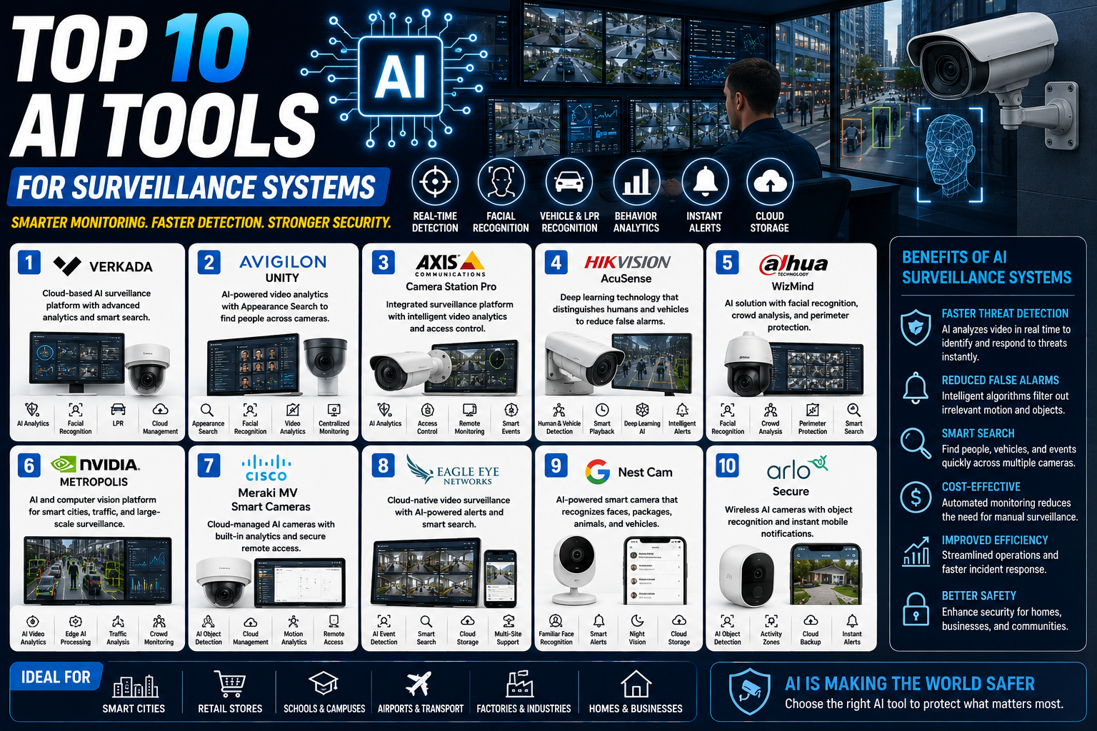 Top 10 AI Tools for Surveillance Systems