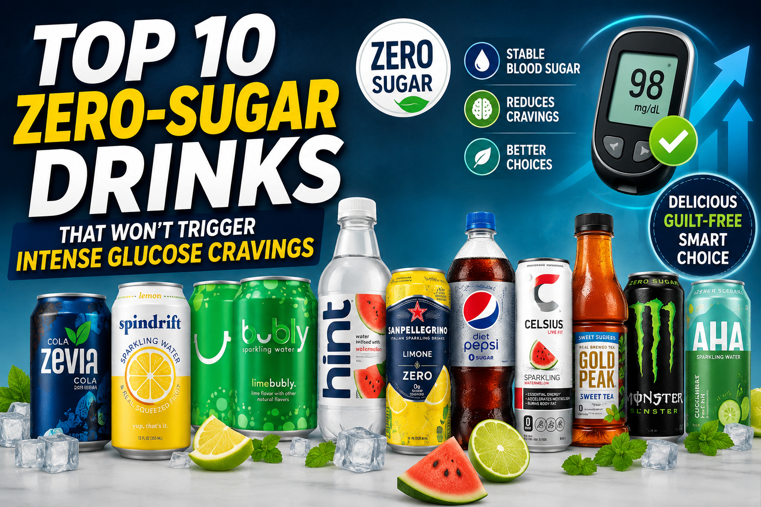 Top 10 Zero-Sugar Drinks That Won't Trigger Intense Glucose Cravings