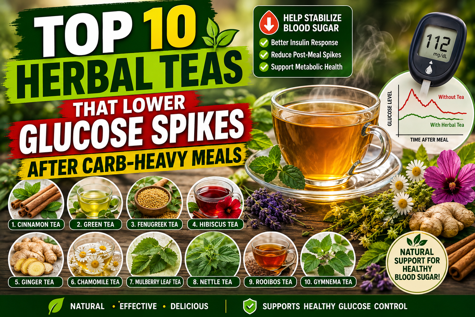 Top 10 Herbal Teas That Lower Glucose Spikes After Carb-Heavy Meals