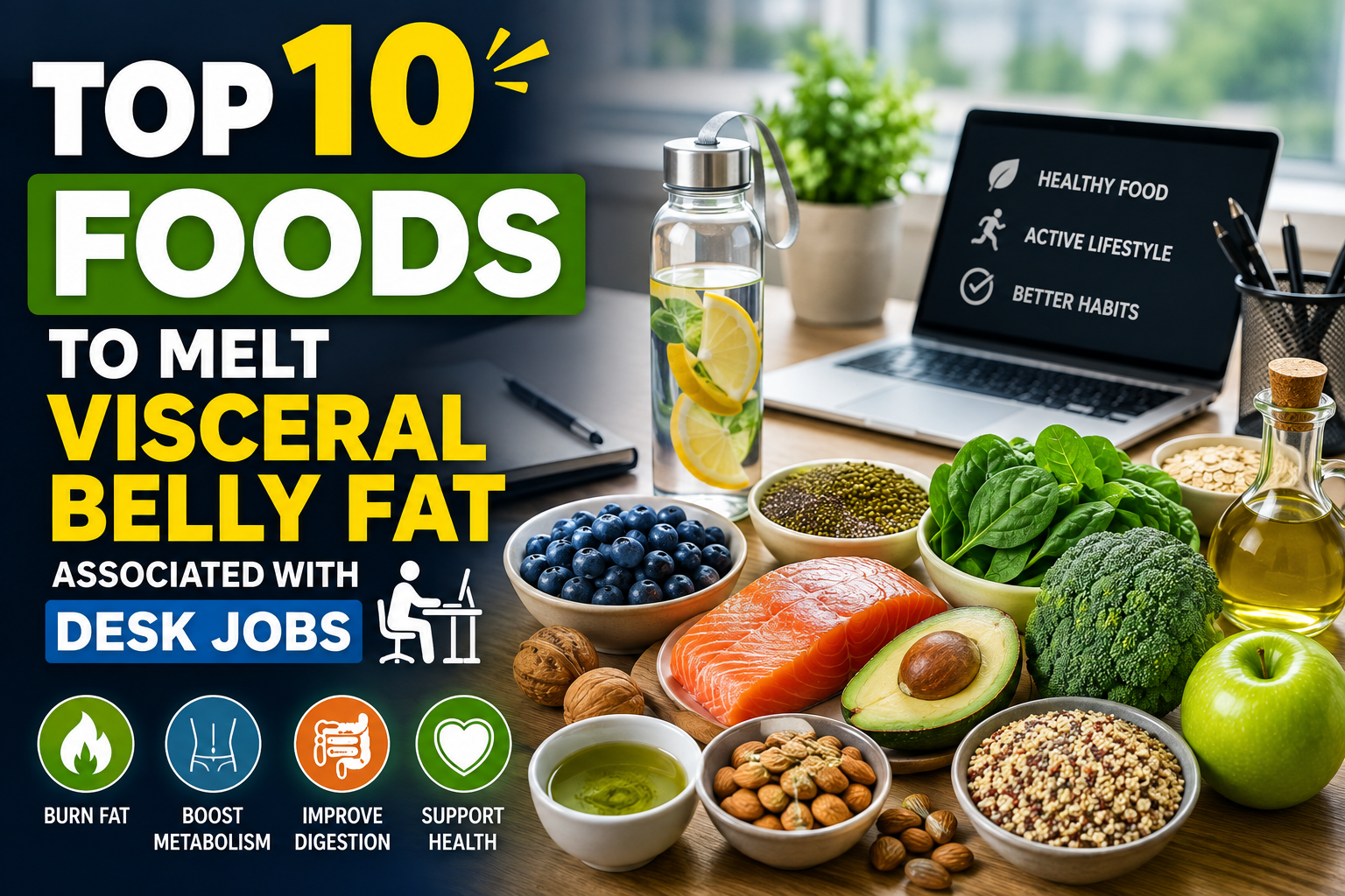 Top 10 Foods to Melt Visceral Belly Fat Associated with Desk Jobs