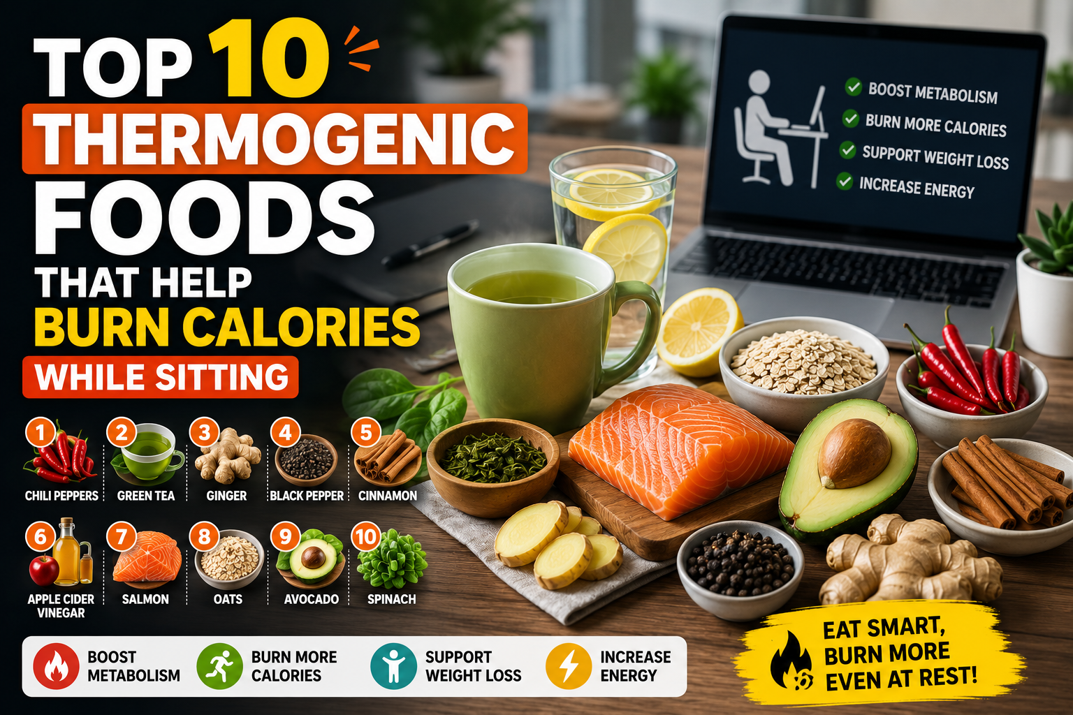 Top 10 Thermogenic Foods That Help Burn Calories While Sitting