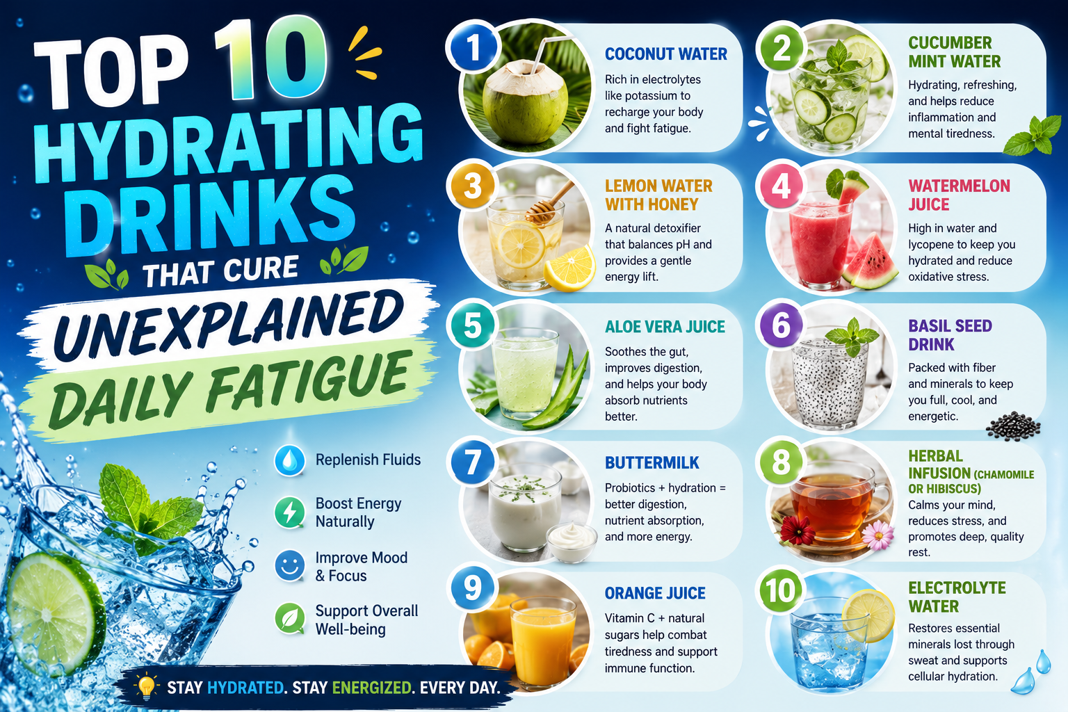 Top 10 Hydrating Drinks That Cure Unexplained Daily Fatigue