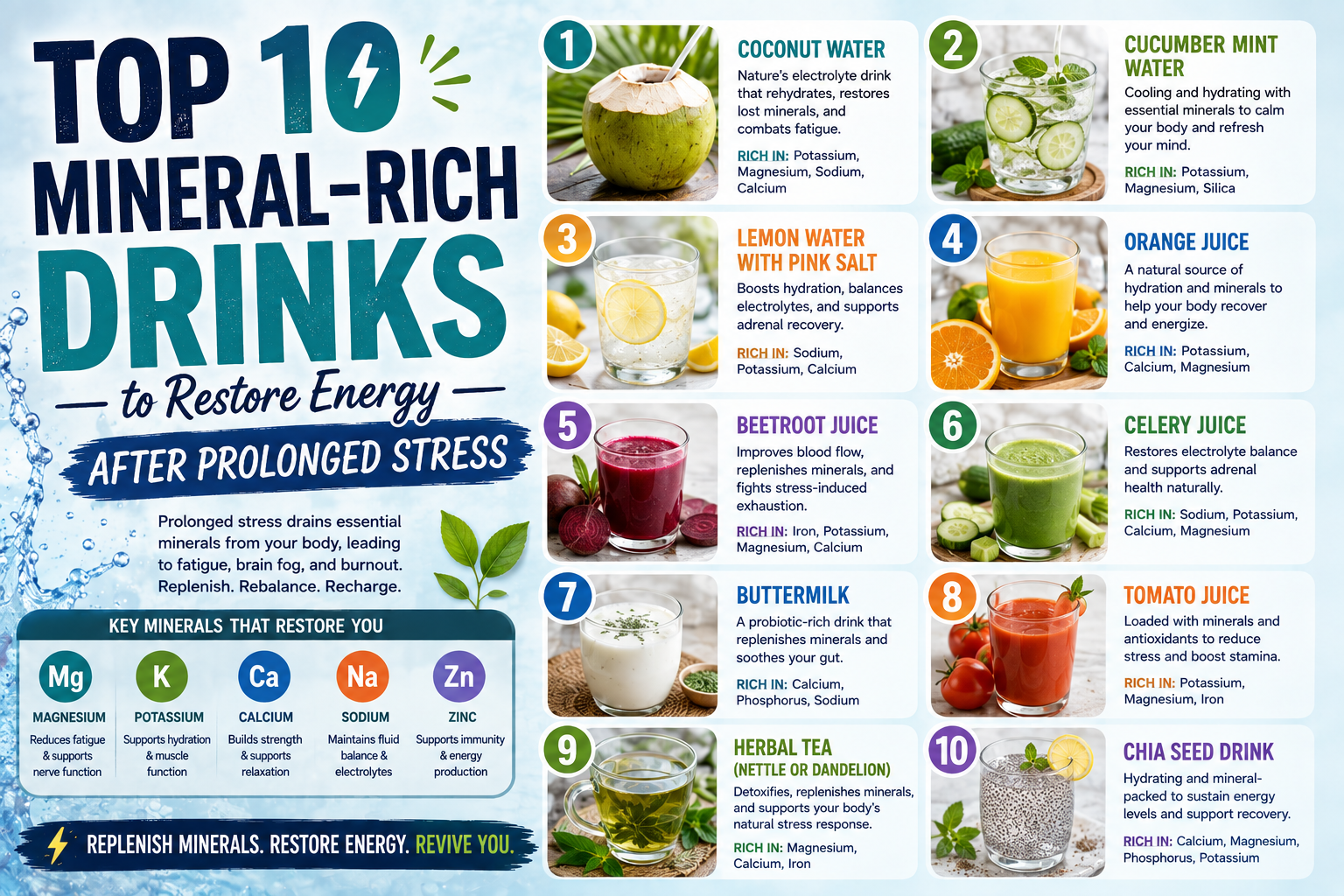 Top 10 Mineral-Rich Drinks to Restore Energy After Prolonged Stress
