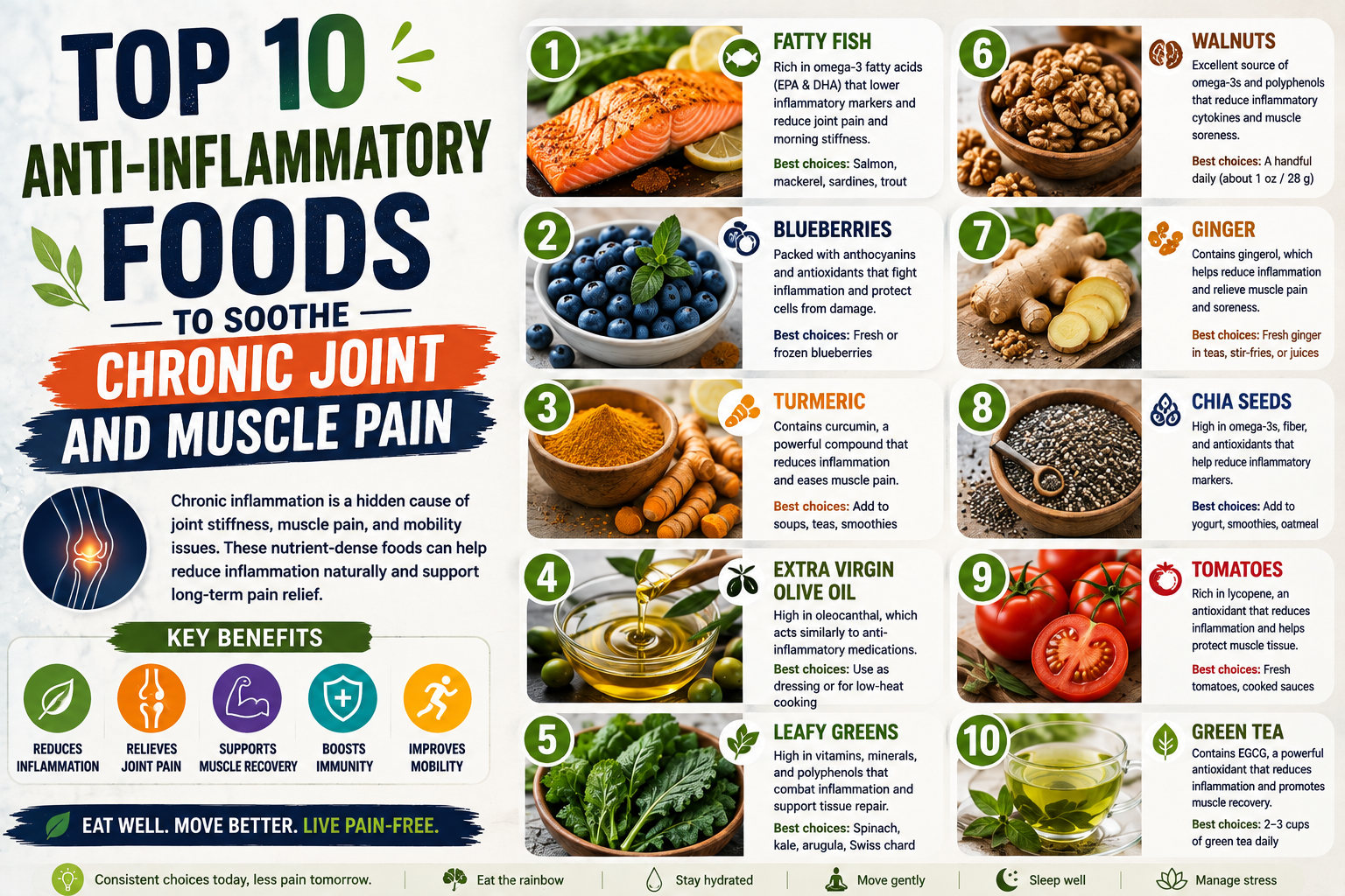 Top 10 Anti-Inflammatory Foods to Soothe Chronic Joint and Muscle Pain