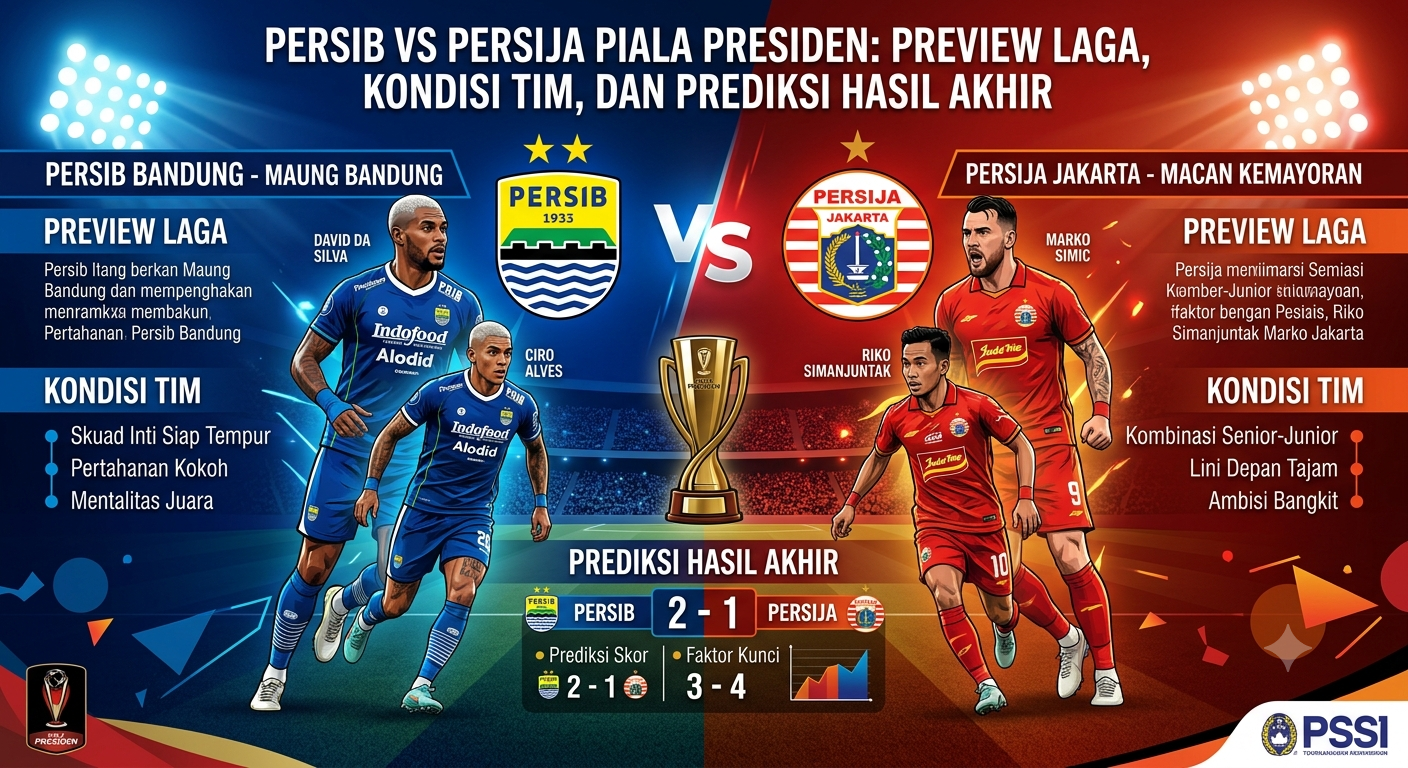 Persib vs Persija Piala Presiden: Preview Laga, Kondisi Tim, dan Prediksi Hasil Akhir