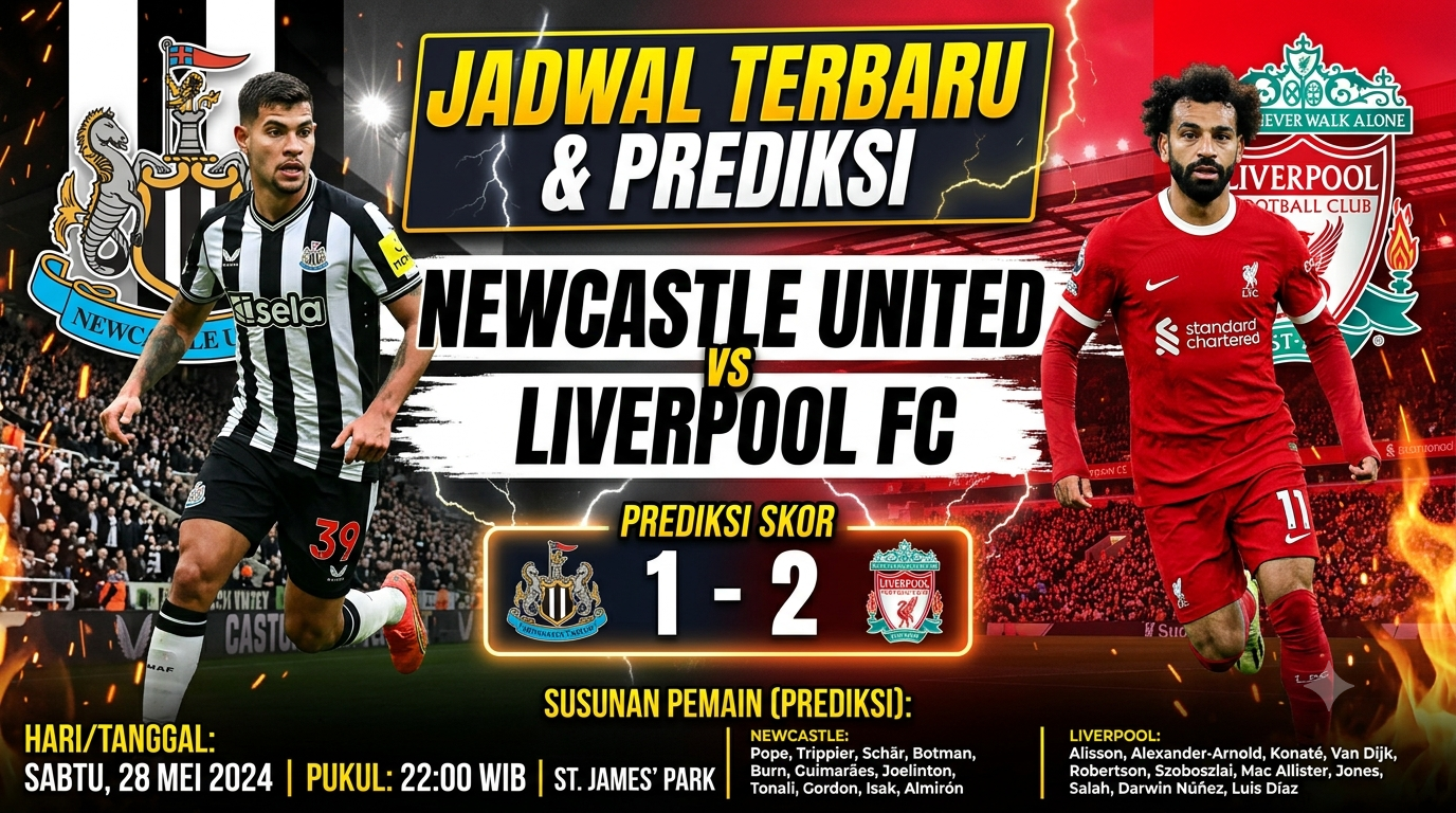 Jadwal Newcastle vs Liverpool Terbaru, Prediksi Skor, dan Susunan Pemain