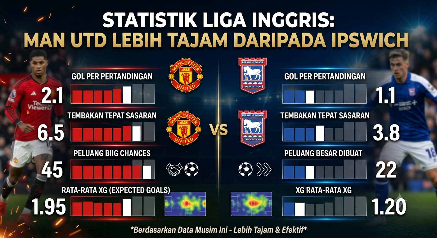 Statistik Liga Inggris: Man Utd Lebih Tajam daripada Ipswich