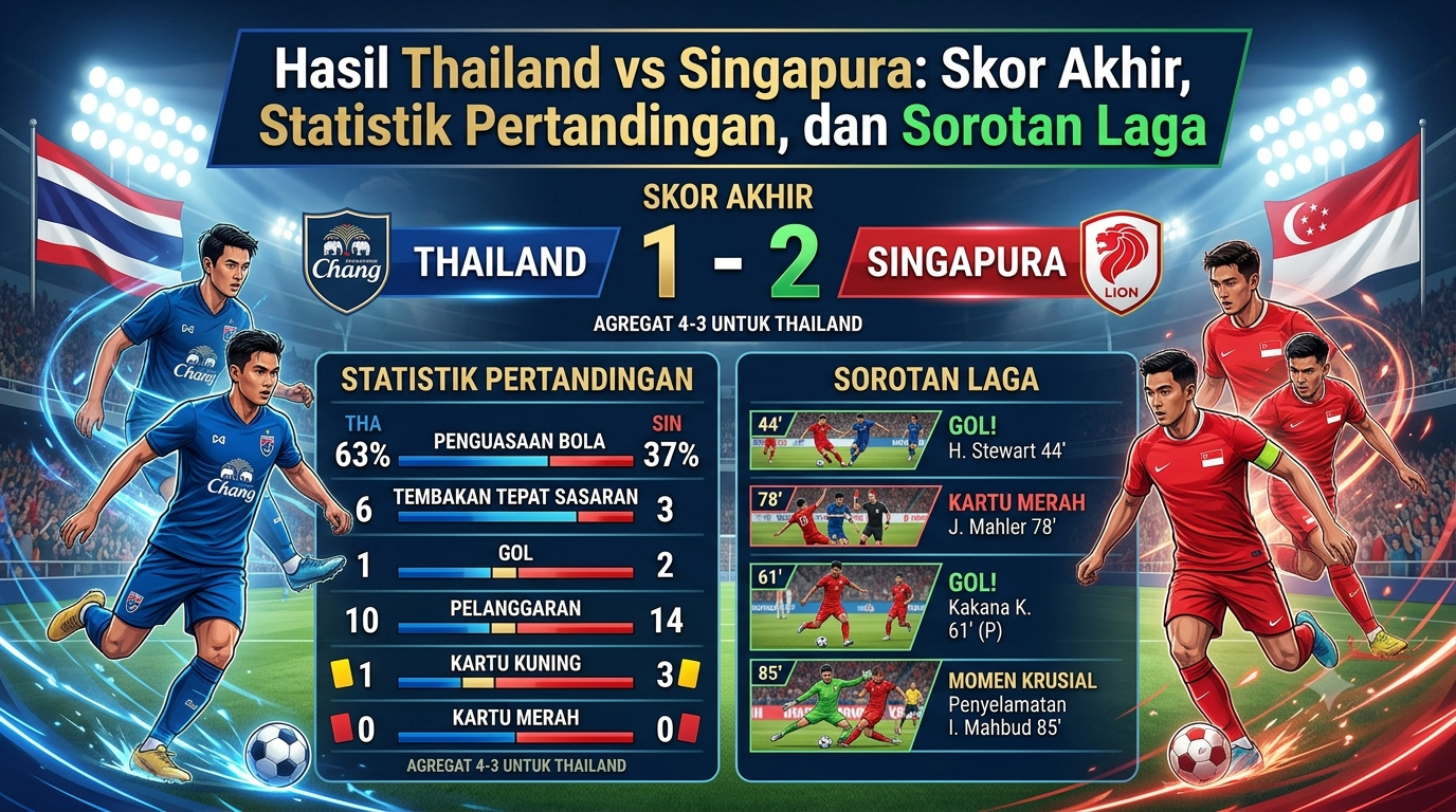Hasil Thailand vs Singapura: Skor Akhir, Statistik Pertandingan, dan Sorotan Laga