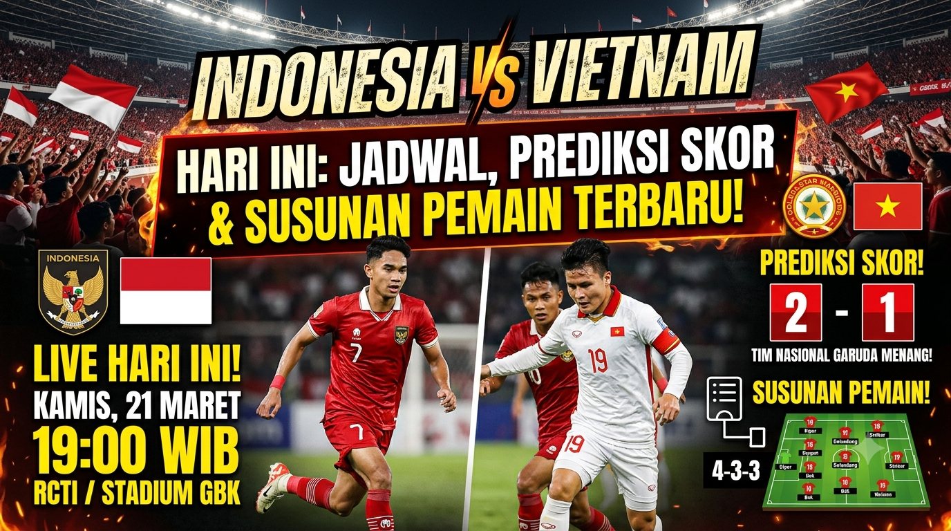 Indonesia vs Vietnam Hari Ini: Jadwal, Prediksi Skor, dan Susunan Pemain Terbaru