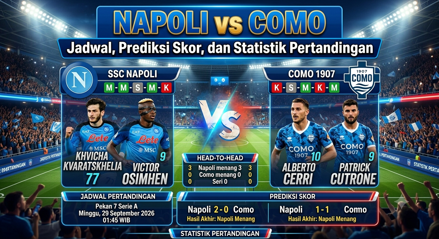 Napoli vs Como: Jadwal, Prediksi Skor, dan Statistik Pertandingan