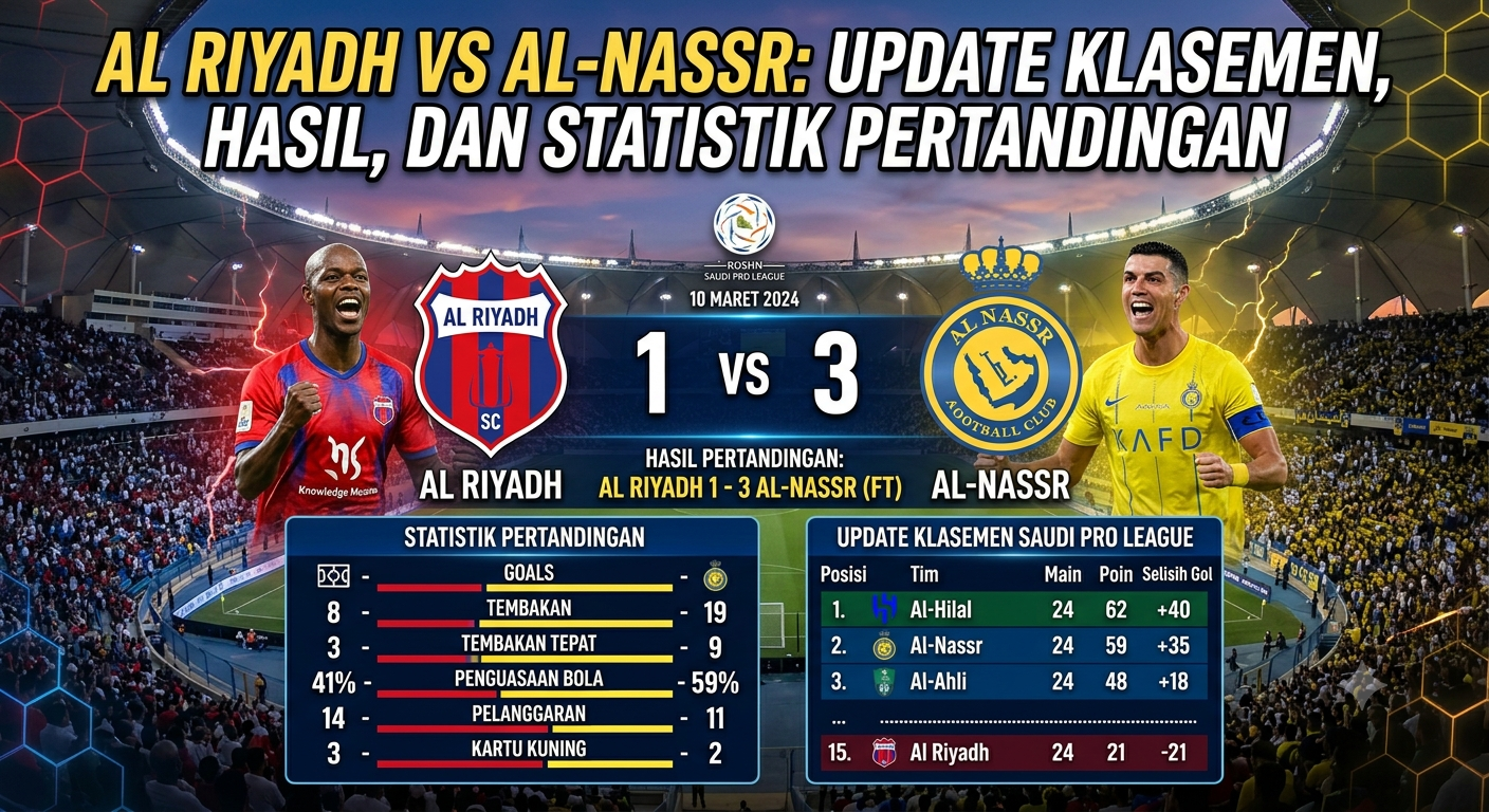 Al Riyadh vs Al-Nassr: Update Klasemen, Hasil, dan Statistik Pertandingan