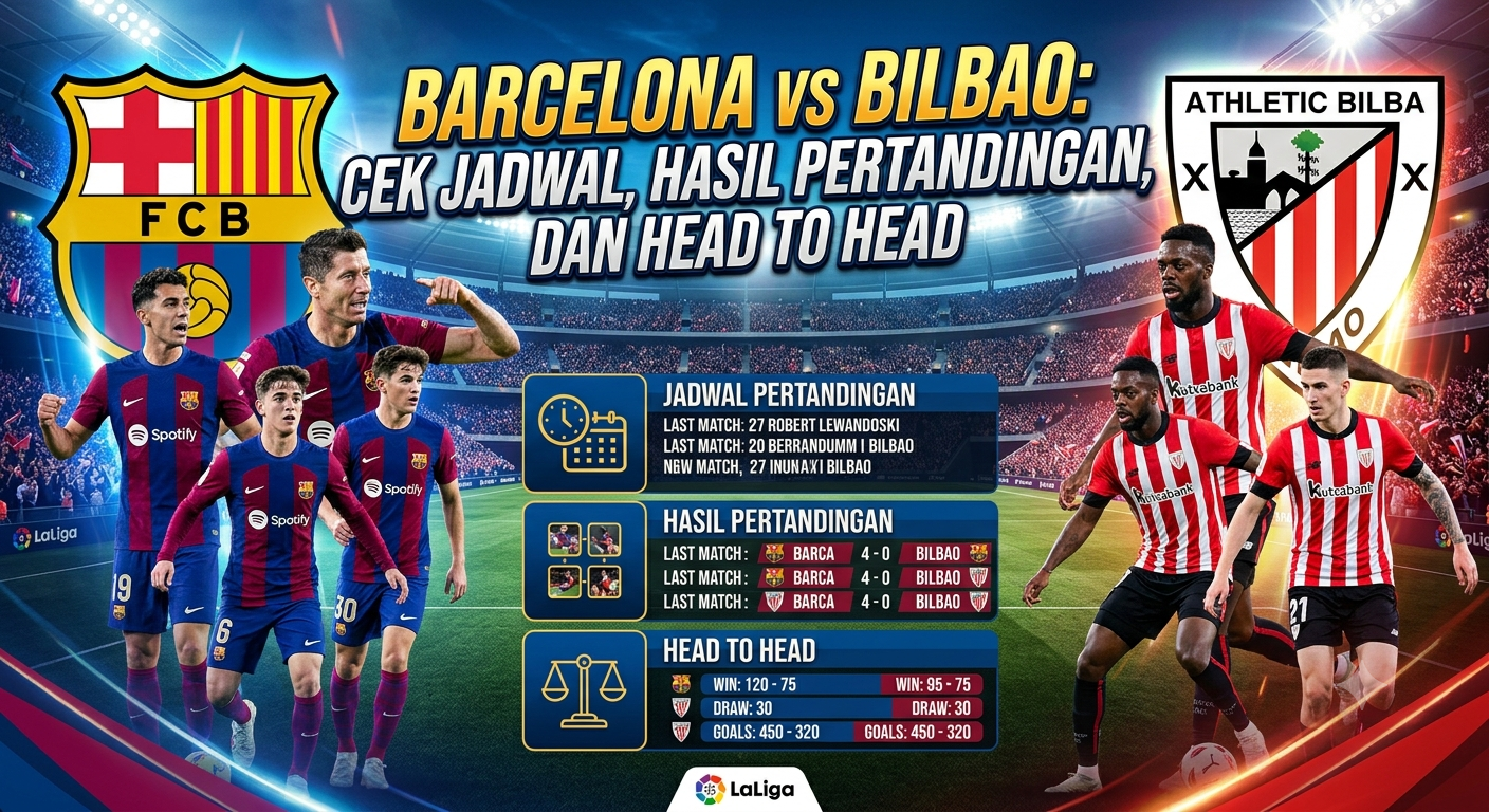 Barcelona vs Bilbao, Cek Jadwal, Hasil Pertandingan, dan Head to Head