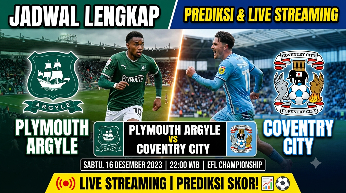 Jadwal Plymouth Argyle vs Coventry City Lengkap dengan Prediksi dan Live Streaming