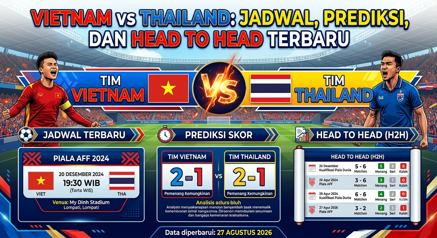 Vietnam vs Thailand: Jadwal, Prediksi, dan Head to Head Terbaru