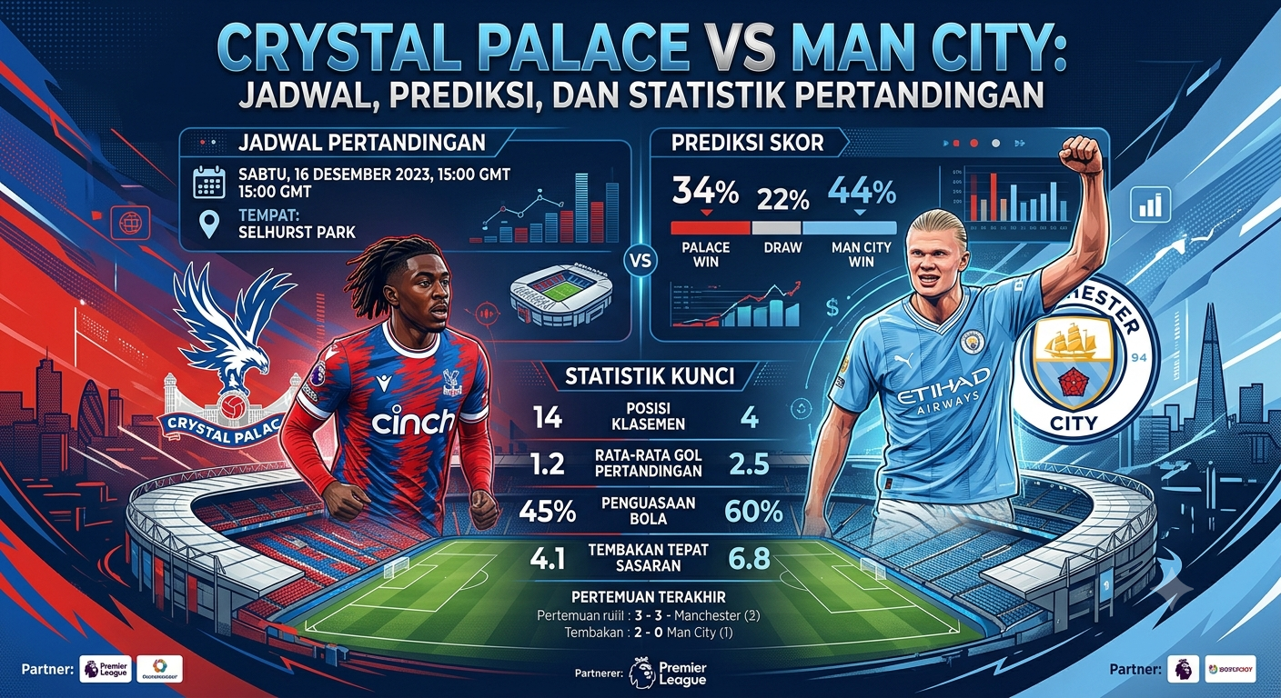 Crystal Palace vs Man City: Jadwal, Prediksi, dan Statistik Pertandingan