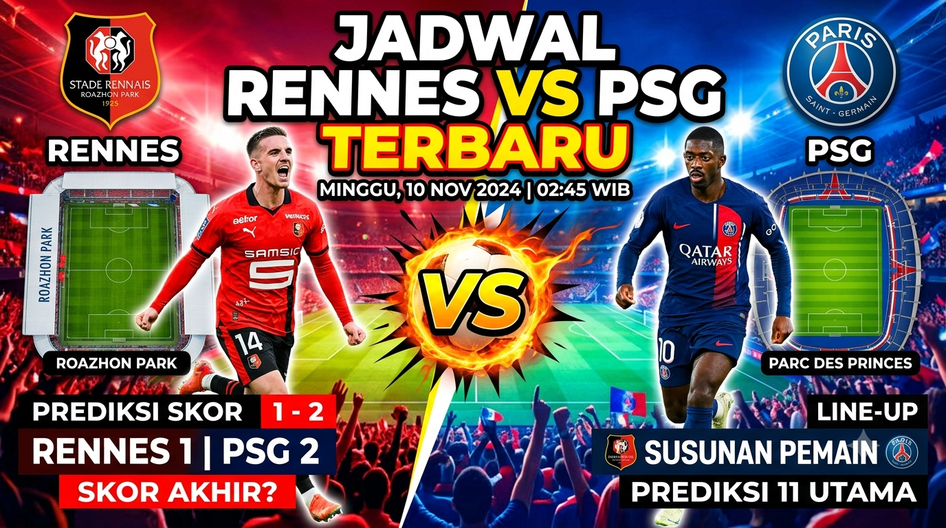 Jadwal Rennes vs PSG Terbaru, Prediksi Skor, dan Susunan Pemain