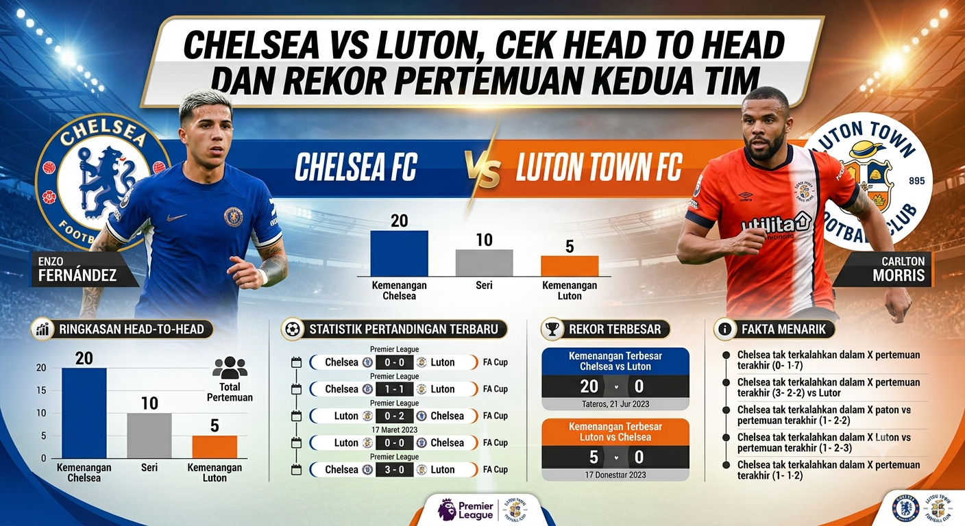 Chelsea vs Luton, Cek Head to Head dan Rekor Pertemuan Kedua Tim