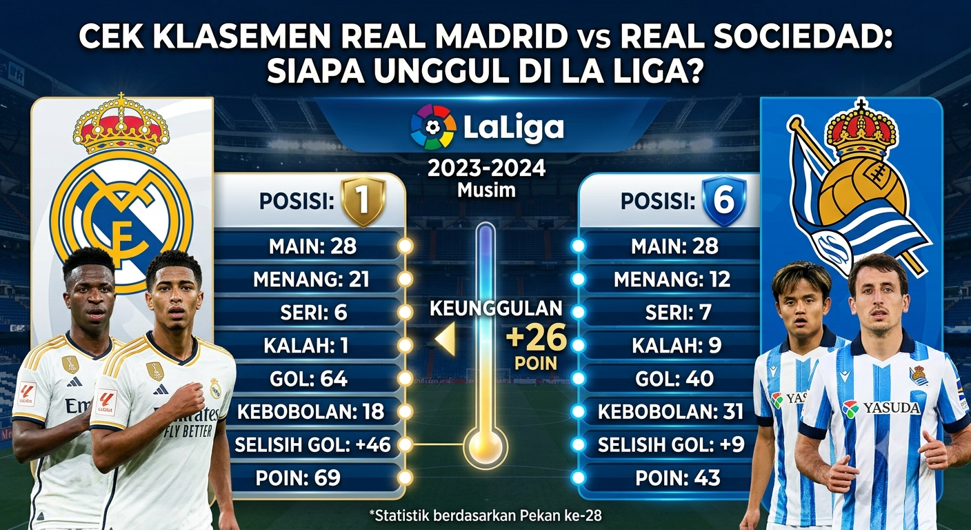 Cek Klasemen Real Madrid vs Real Sociedad, Siapa Unggul di La Liga?