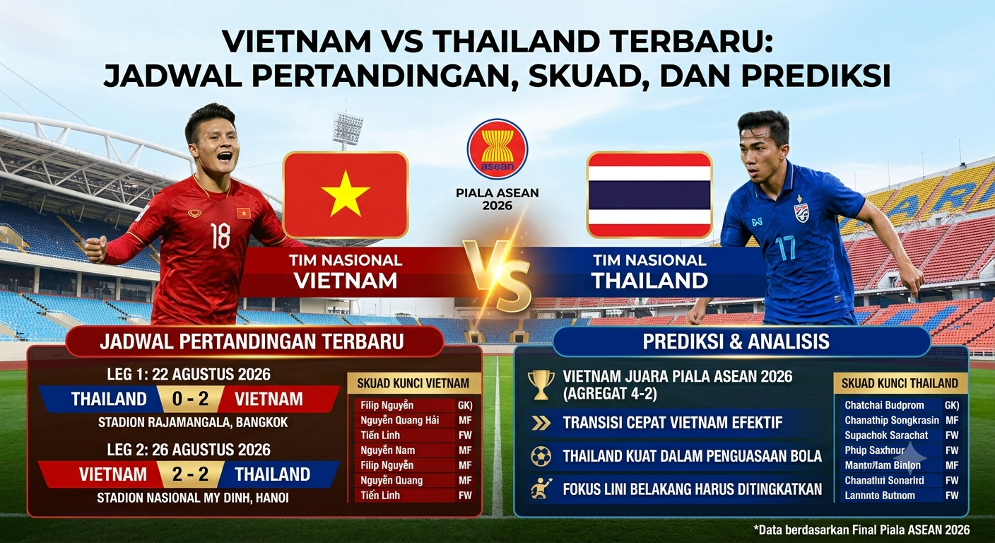 Vietnam vs Thailand Terbaru: Jadwal Pertandingan, Skuad, dan Prediksi