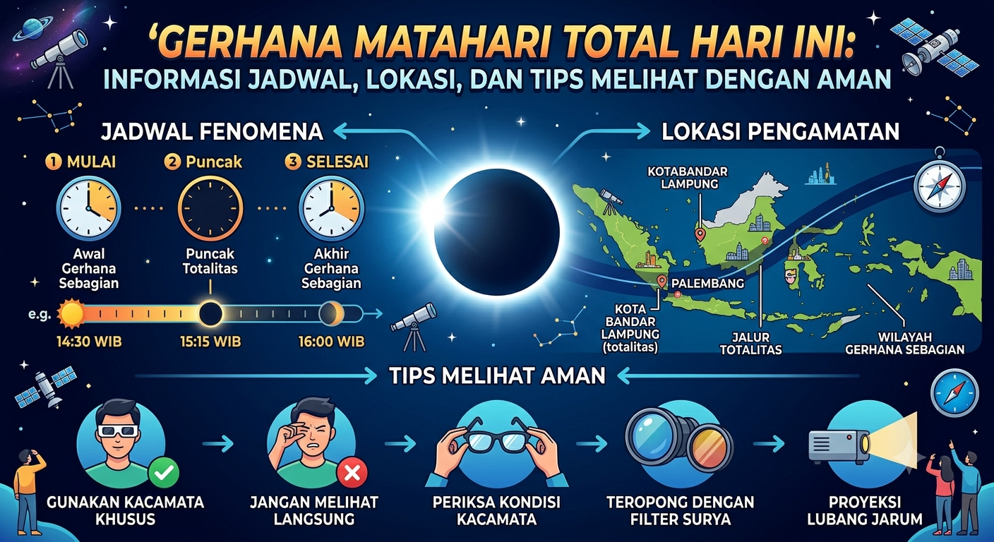 Gerhana Matahari Total Hari Ini: Informasi Jadwal, Lokasi, dan Tips Melihat dengan Aman