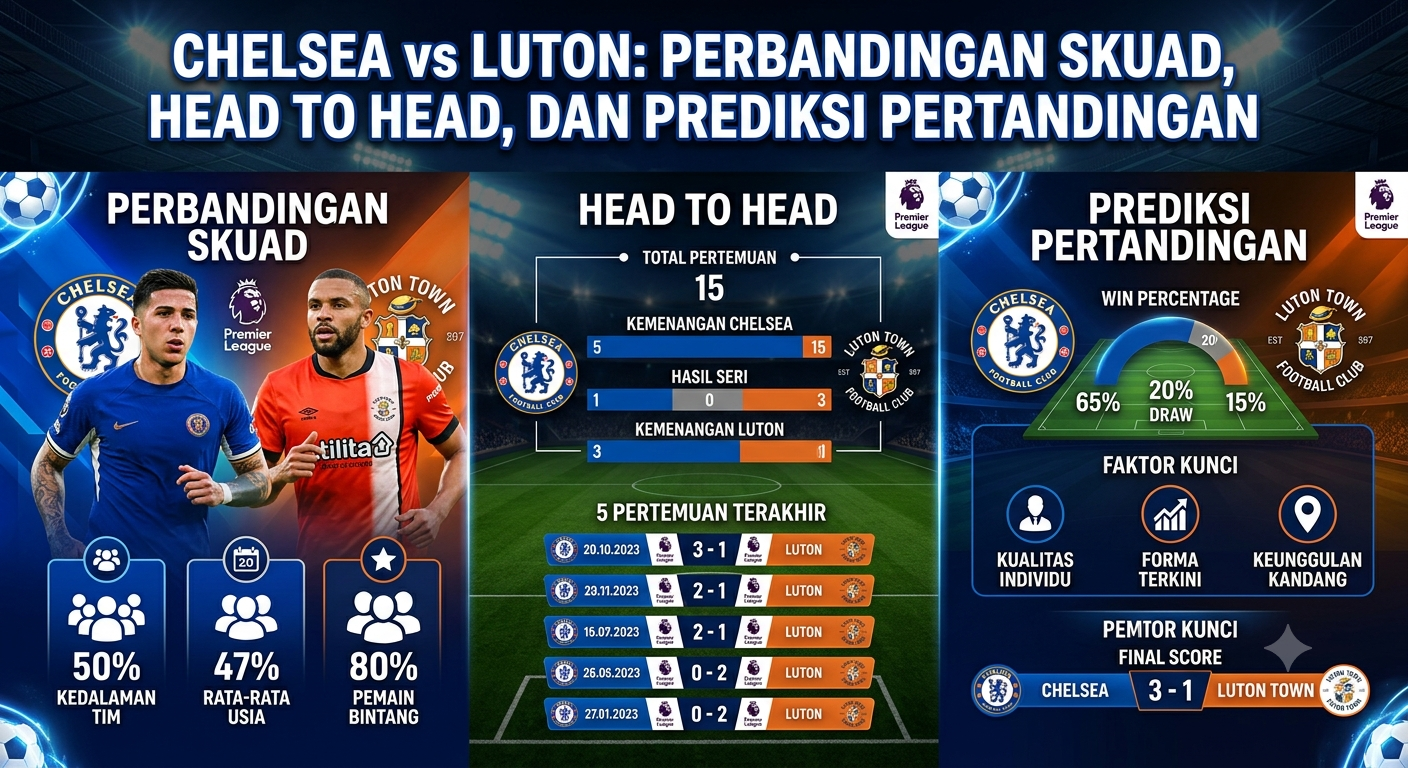 Chelsea vs Luton: Perbandingan Skuad, Head to Head, dan Prediksi Pertandingan