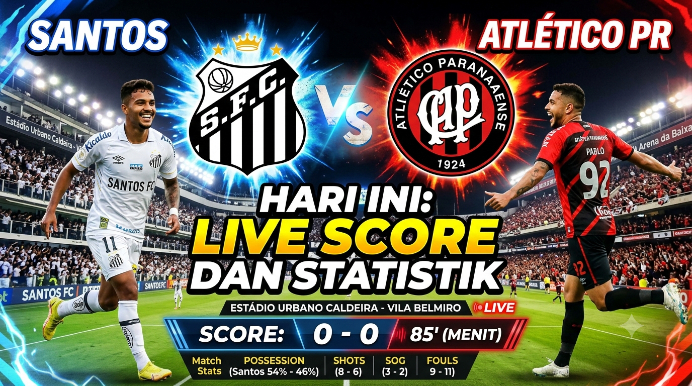 Santos vs Atlético Paranaense Hari Ini: Live Score dan Statistik