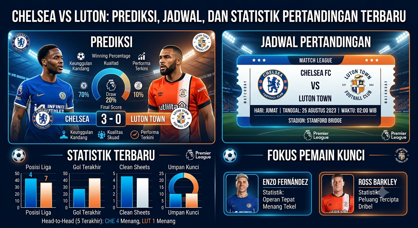 Chelsea vs Luton: Prediksi, Jadwal, dan Statistik Pertandingan Terbaru