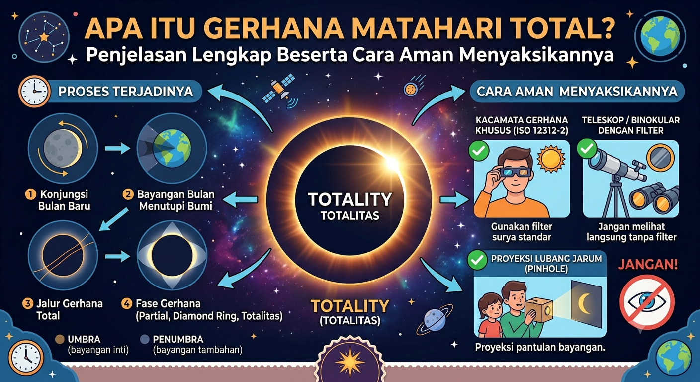 Apa Itu Gerhana Matahari Total? Penjelasan Lengkap Beserta Cara Aman Menyaksikannya