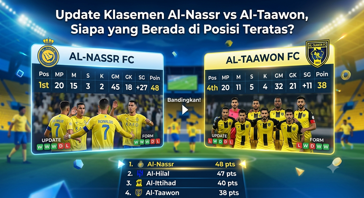 Update Klasemen Al-Nassr vs Al-Taawon, Siapa yang Berada di Posisi Teratas?