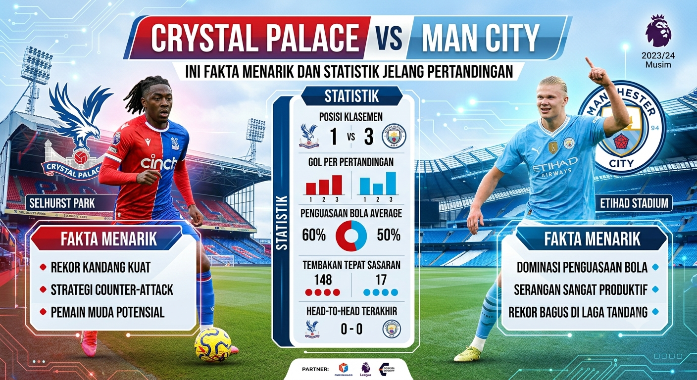 Crystal Palace vs Man City, Ini Fakta Menarik dan Statistik Jelang Pertandingan