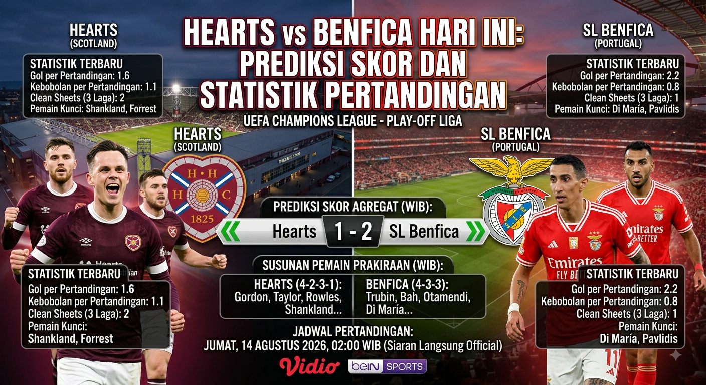 Hearts vs Benfica Hari Ini: Prediksi Skor dan Statistik Pertandingan