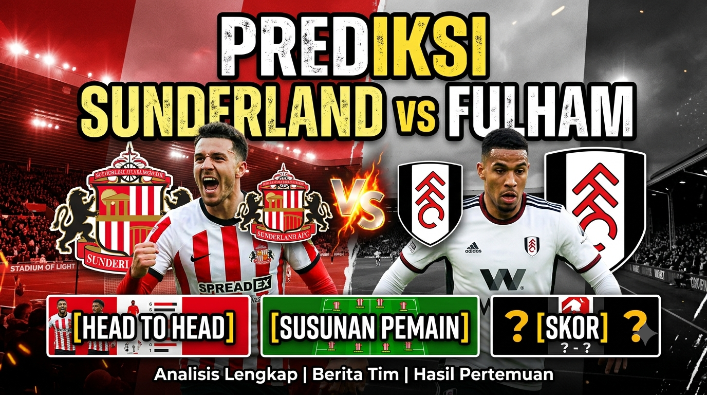 Prediksi Sunderland vs Fulham: Head to Head, Susunan Pemain, dan Skor