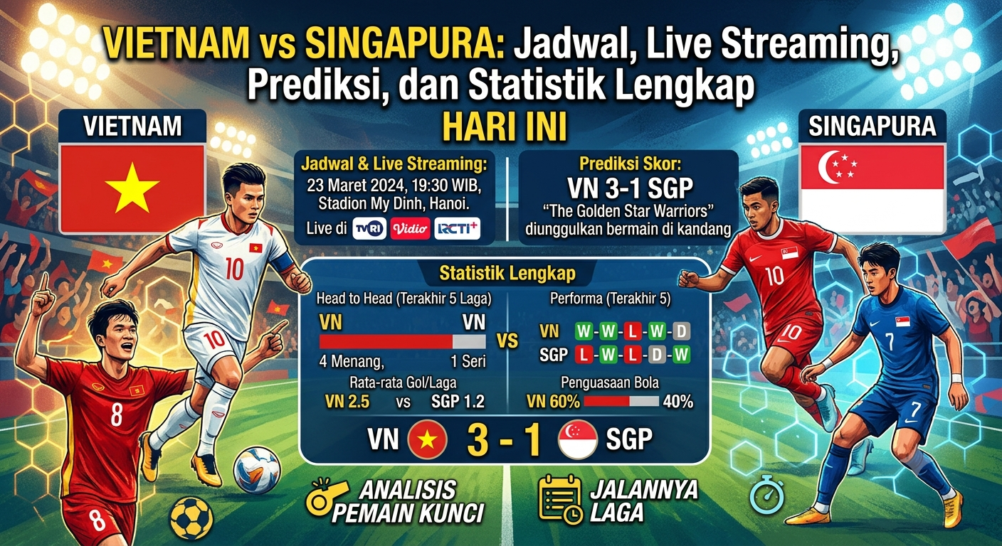 Vietnam vs Singapura Hari Ini: Jadwal, Live Streaming, Prediksi, dan Statistik Lengkap