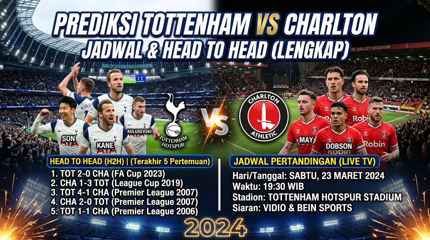 Prediksi Tottenham vs Charlton, Lengkap dengan Jadwal dan Head to Head