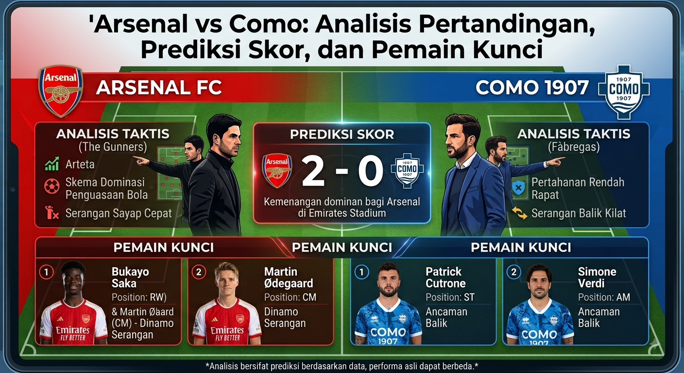 Arsenal vs Como: Analisis Pertandingan, Prediksi Skor, dan Pemain Kunci