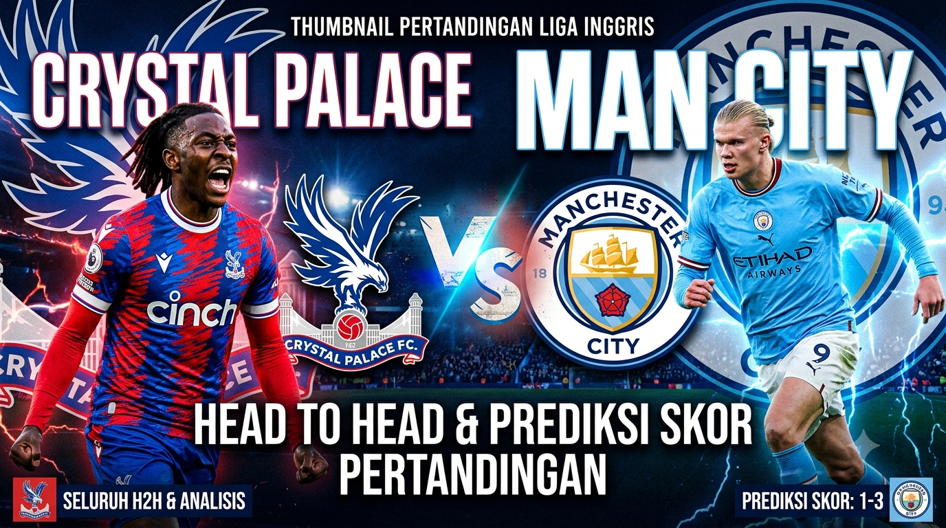 Crystal Palace vs Man City: Head to Head dan Prediksi Skor Pertandingan