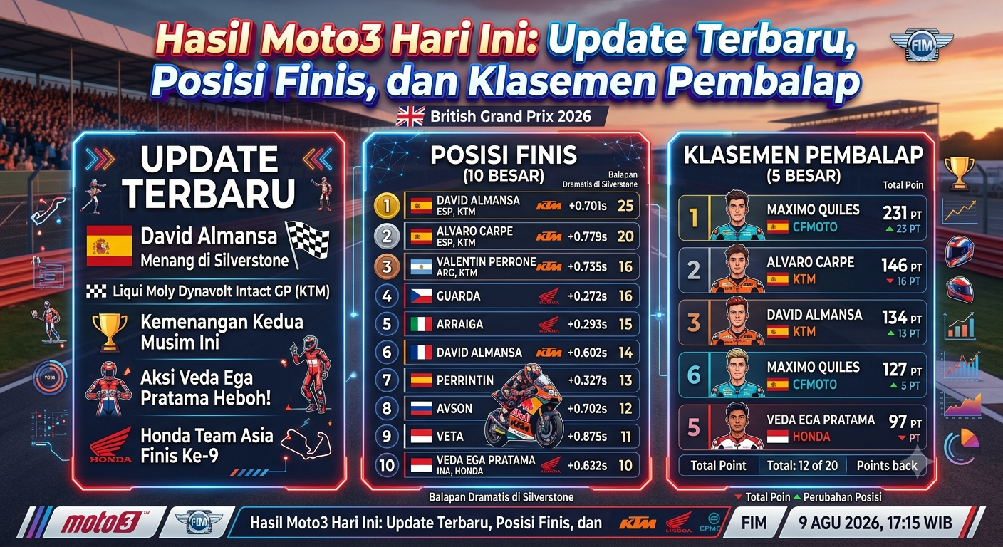 Hasil Moto3 Hari Ini: Update Terbaru, Posisi Finis, dan Klasemen Pembalap