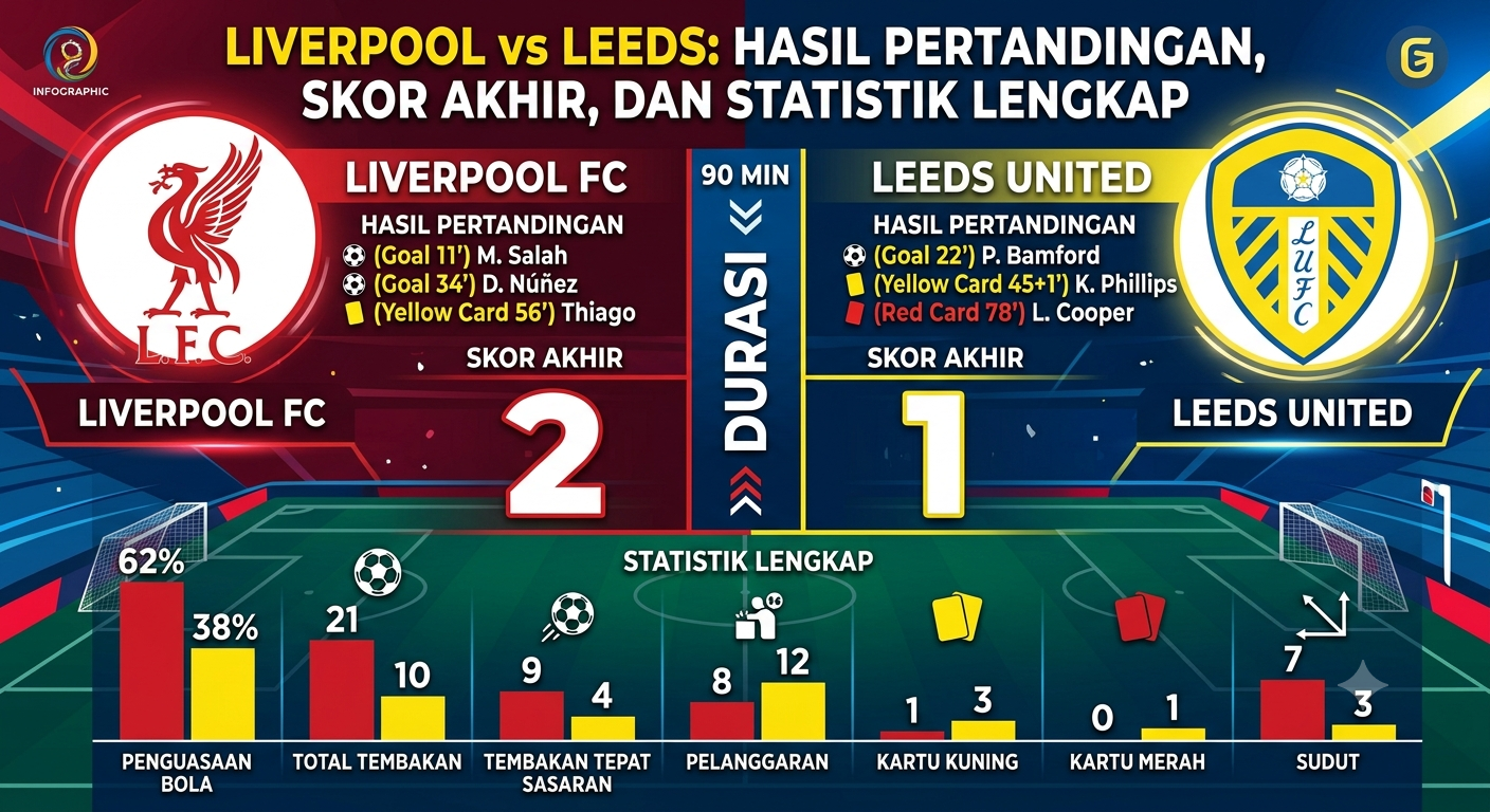 Liverpool vs Leeds: Hasil Pertandingan, Skor Akhir, dan Statistik Lengkap