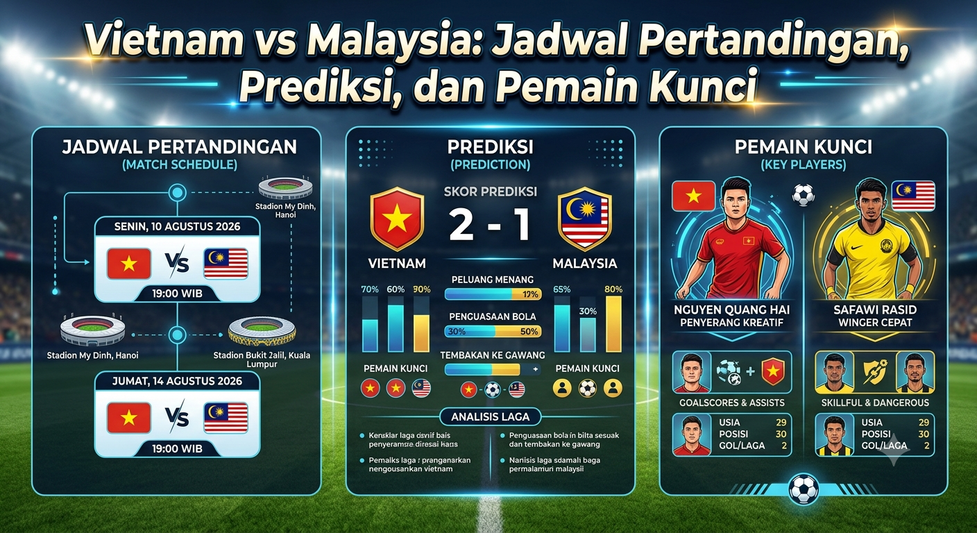 Vietnam vs Malaysia: Jadwal Pertandingan, Prediksi, dan Pemain Kunci