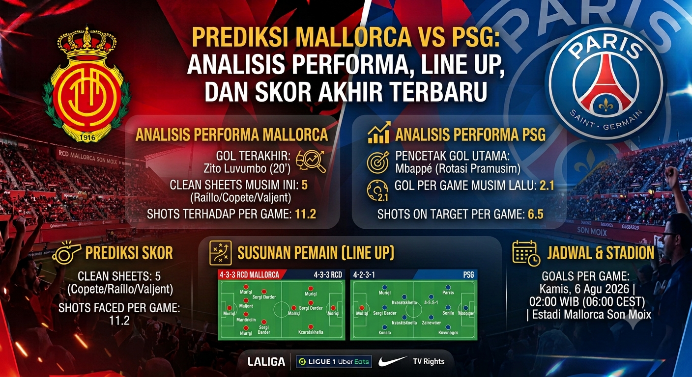 Prediksi Mallorca vs PSG: Analisis Performa, Line Up, dan Skor Akhir Terbaru