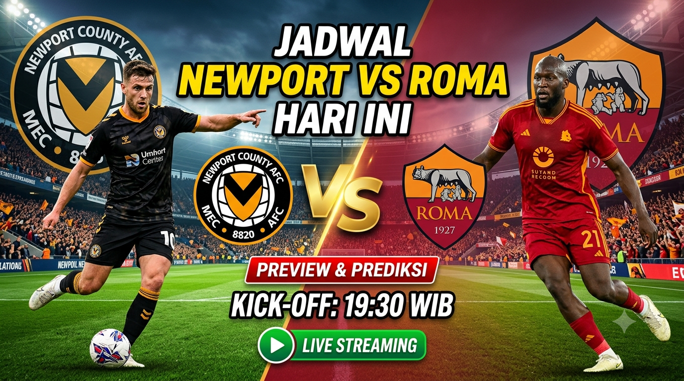 Jadwal Newport vs Roma Hari Ini: Kick-off, Live Streaming, dan Preview Pertandingan